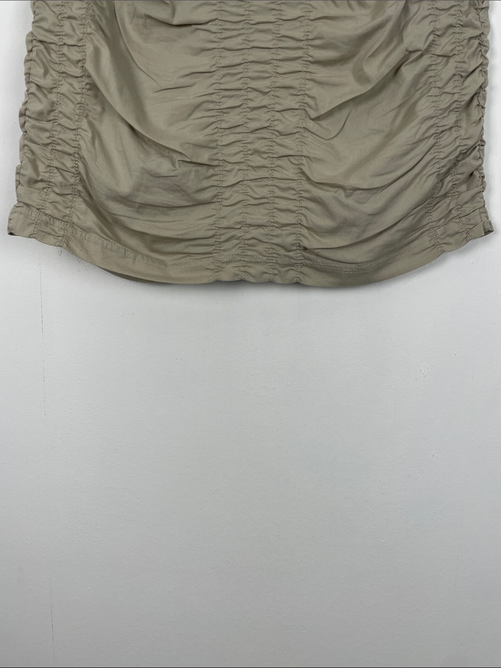 Wearable Trace Ruched Sand Beige Pullon Women's XS Casual Stretch Mini Skirt - Picture 5 of 7